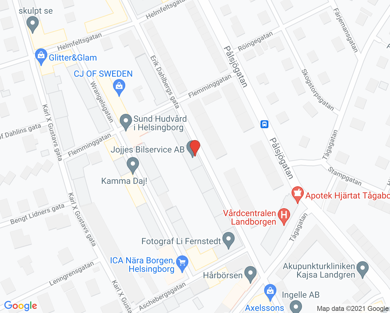 Karta till Sköna Fötter, Helsingborg