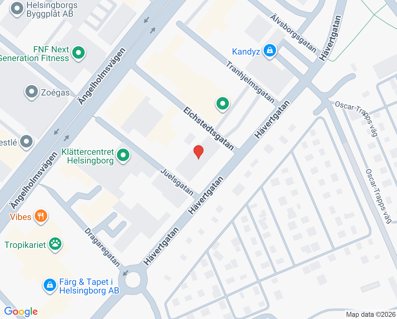 Karta till Psykoterapimottagning TSO Psykologi Helsingborg