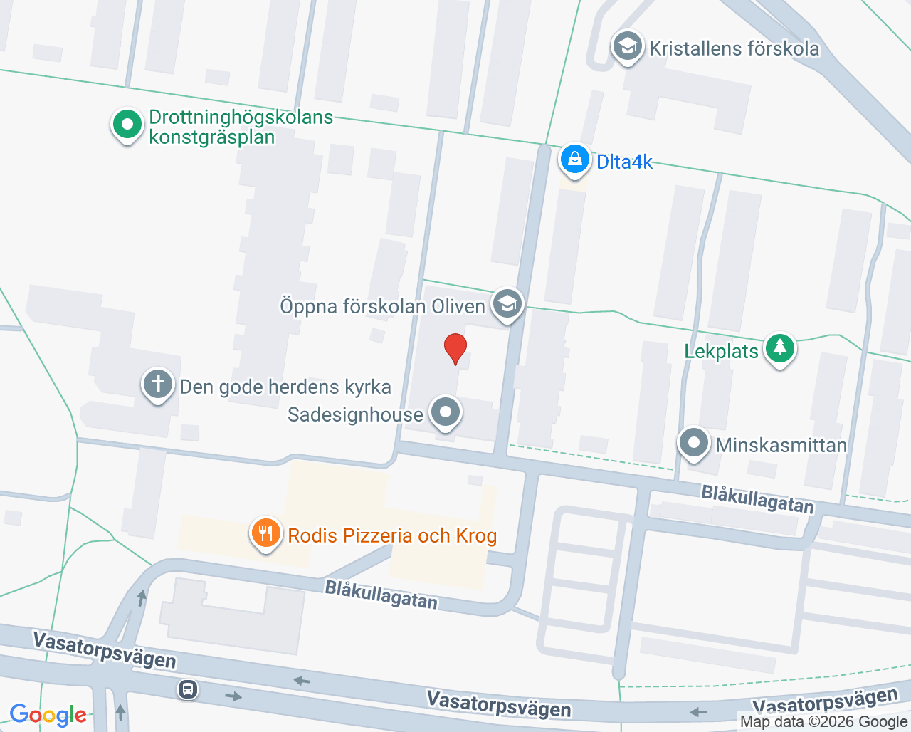 Karta till Barnmorskemottagningen Oliven Helsingborg