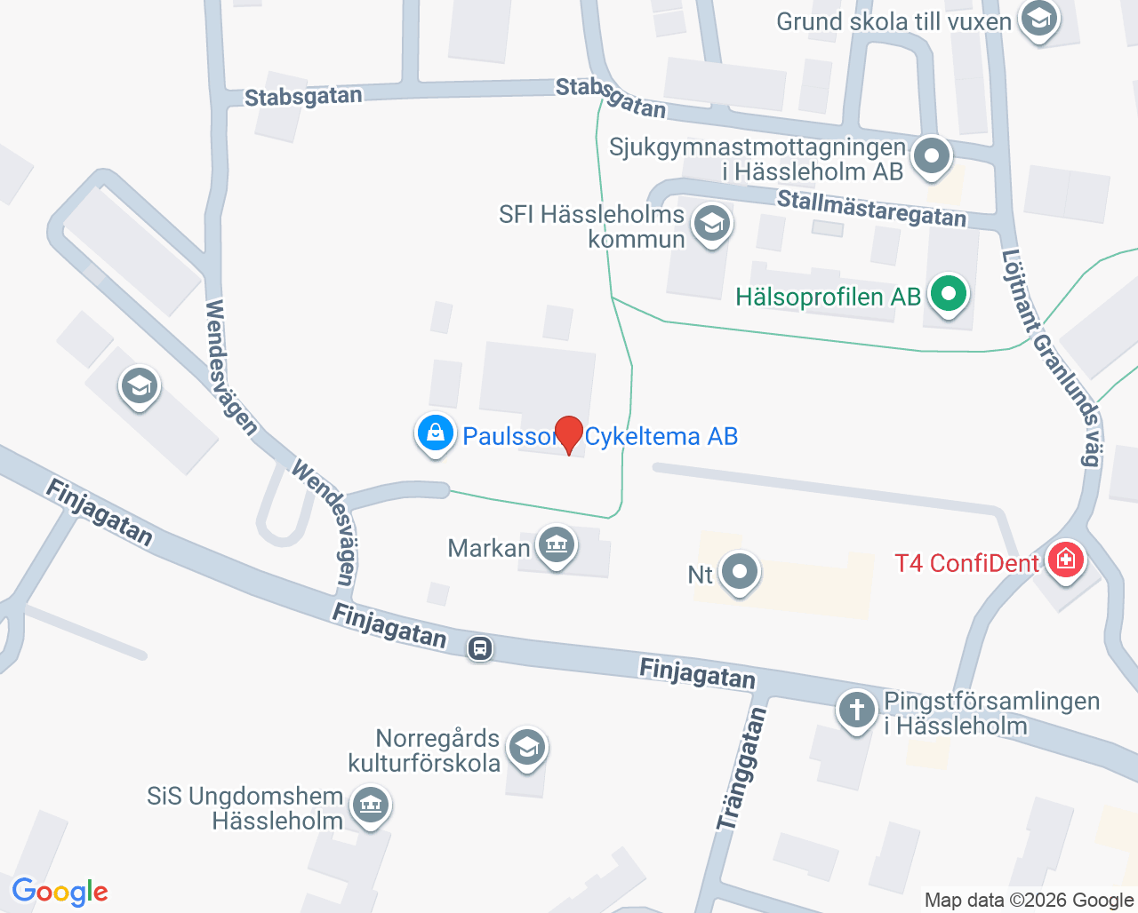 Karta till Barnavårdscentralen T4 Hässleholm