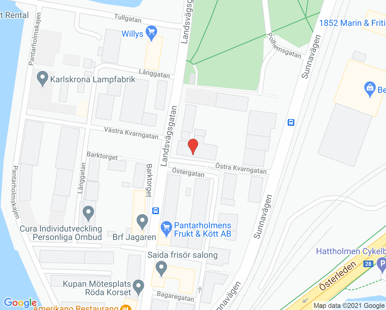 Karta till Kognitiv mottagning, Karlskrona