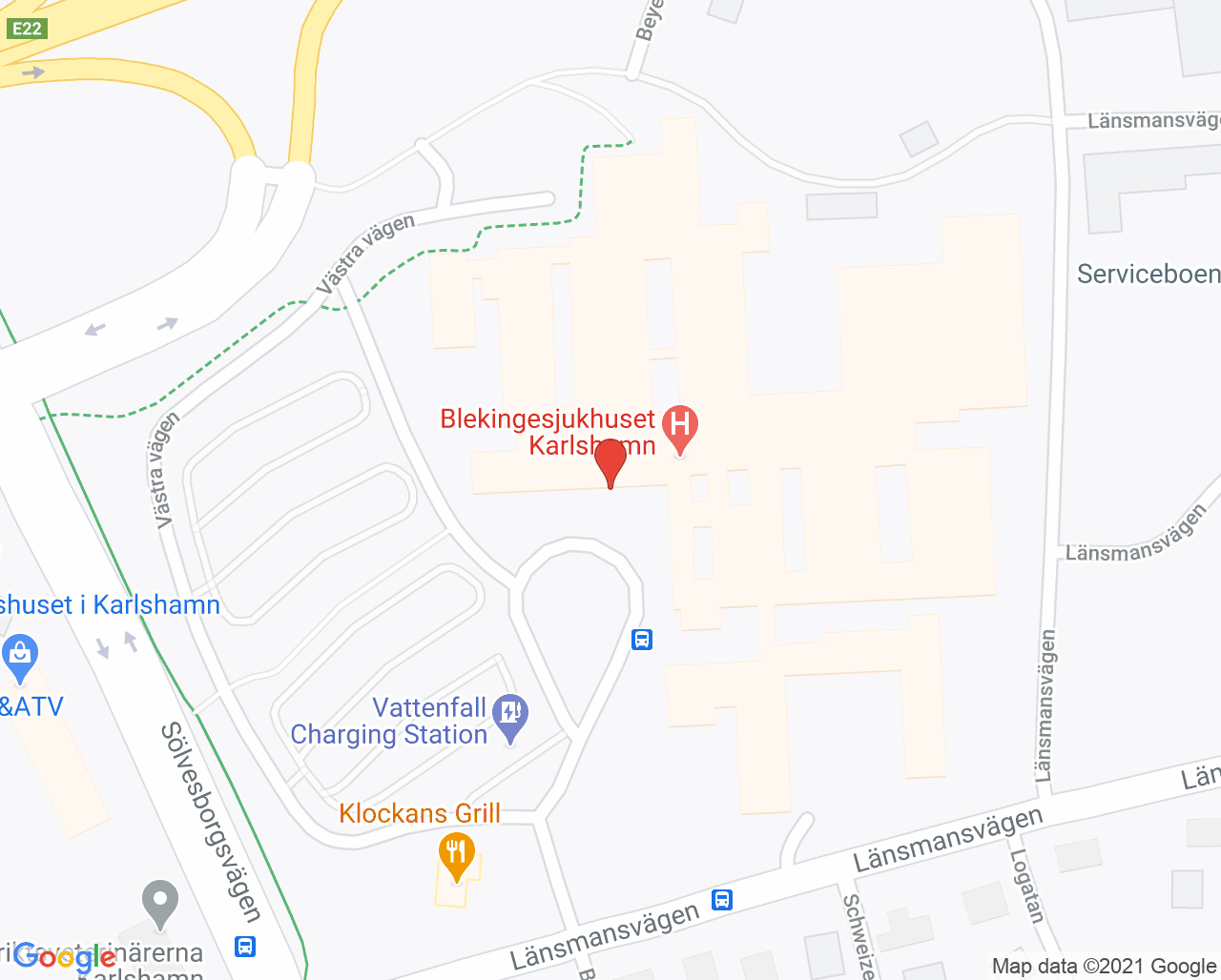 Karta till Hjärtmottagning Karlshamn