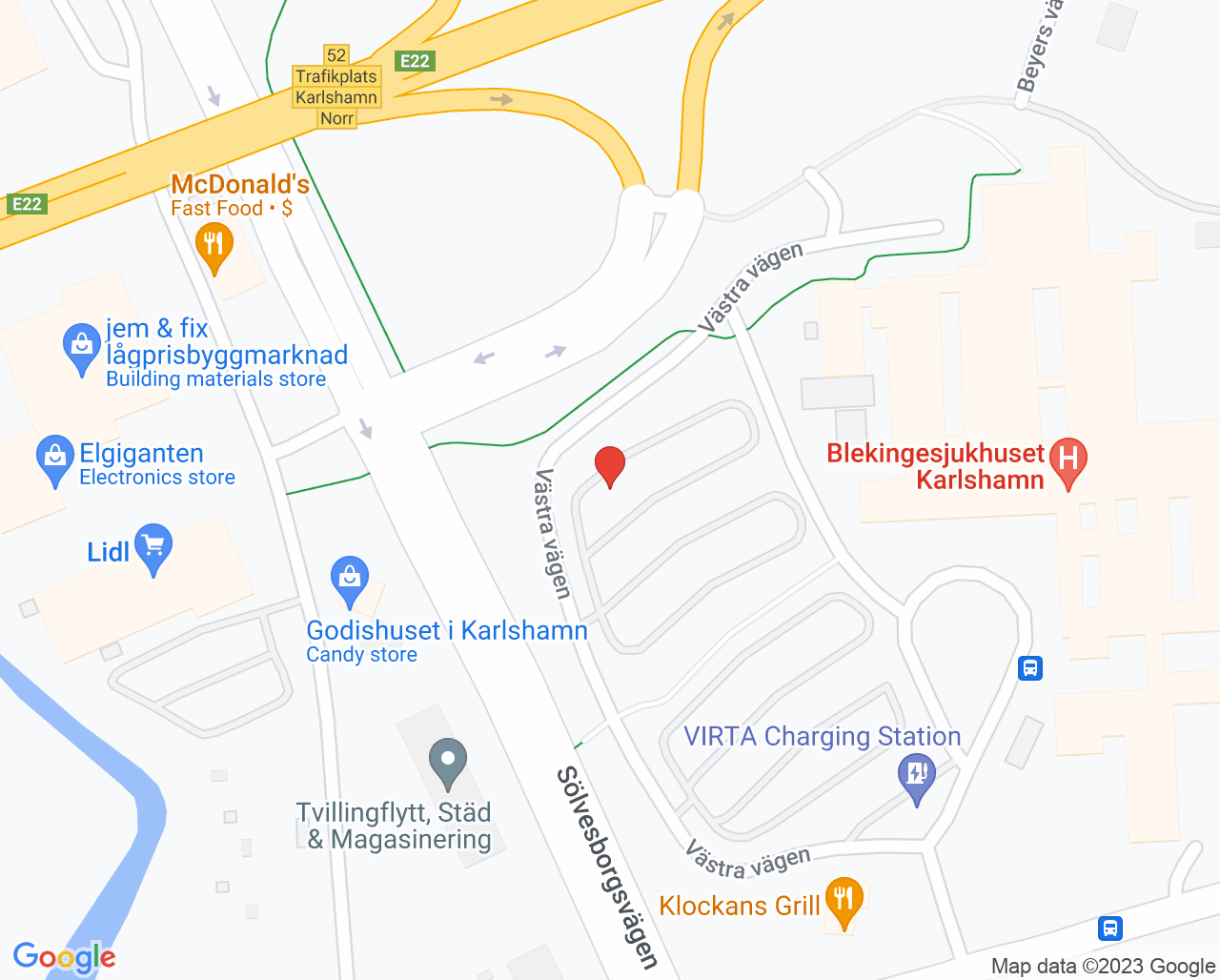Karta till Ortopedtekniskt centrum Karlshamn