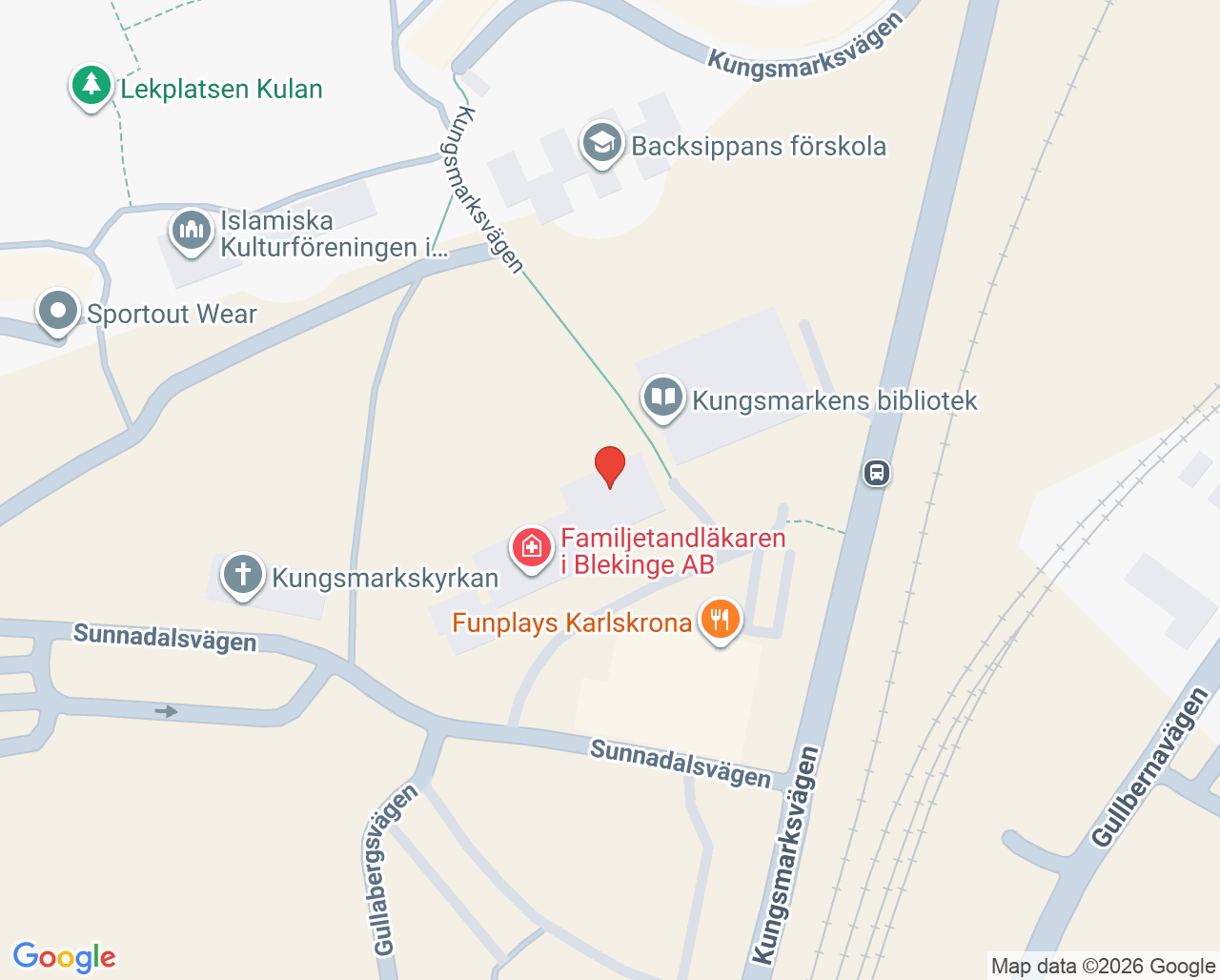 Karta till Kungsmarkens vårdcentral, Karlskrona