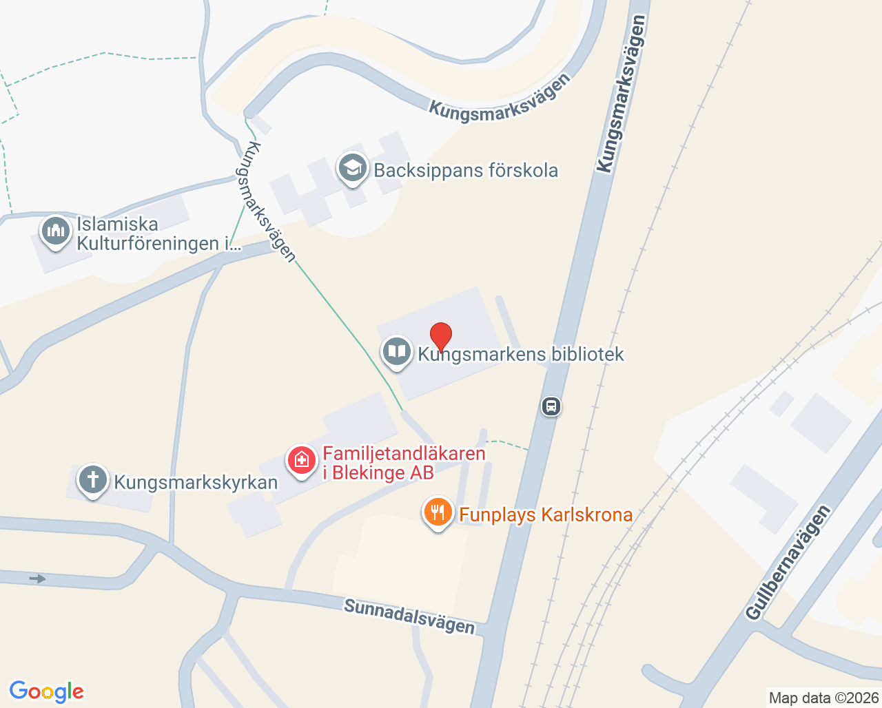 Karta till Karlskrona Familjecentral