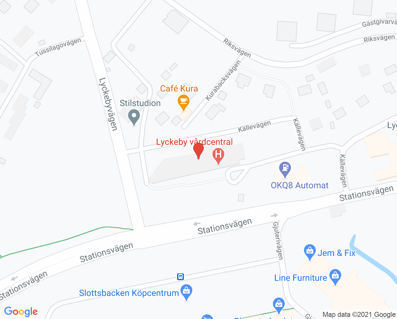 Karta till Lyckeby vårdcentral
