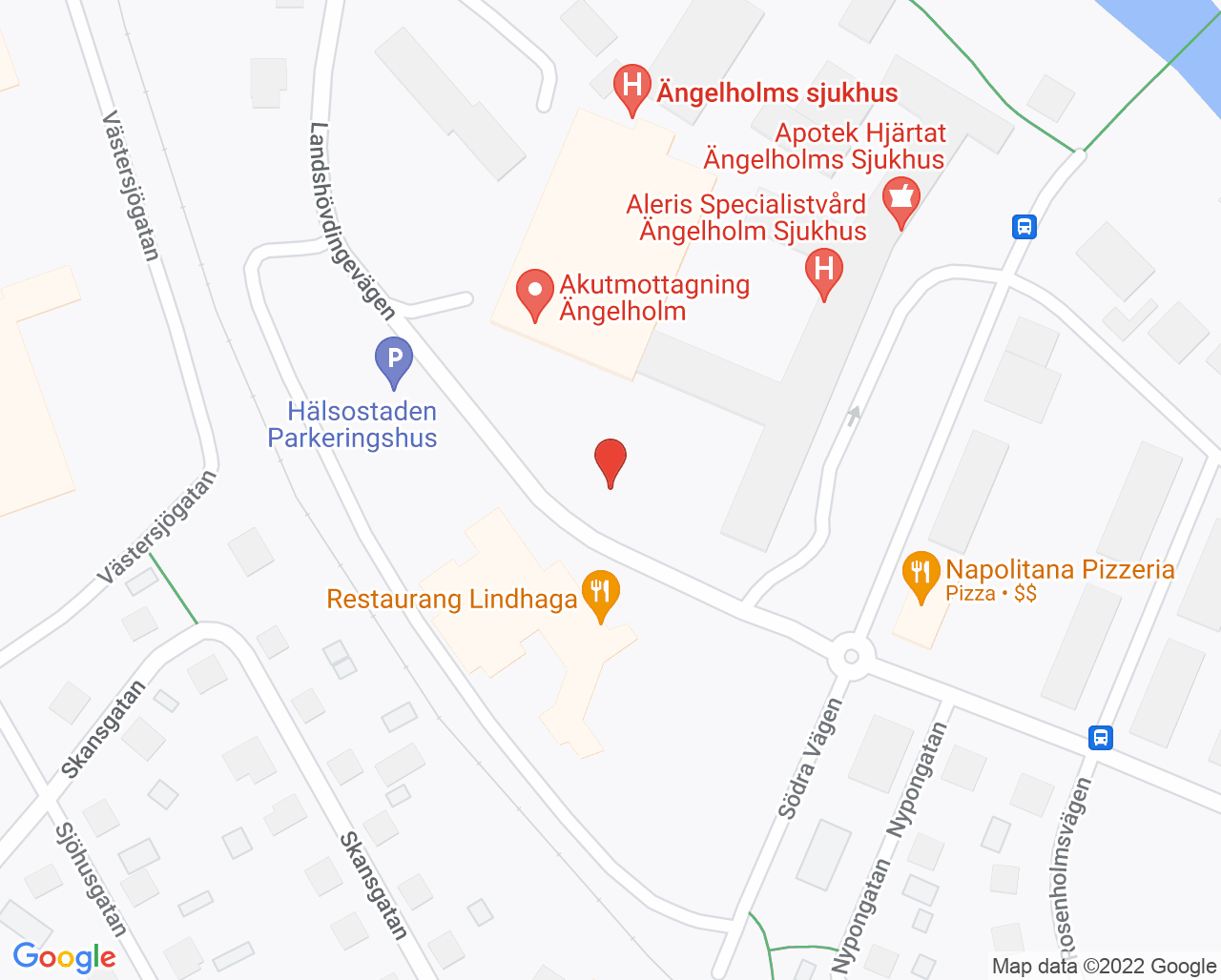 Karta till Vuxenpsykiatrimottagning Ängelholm