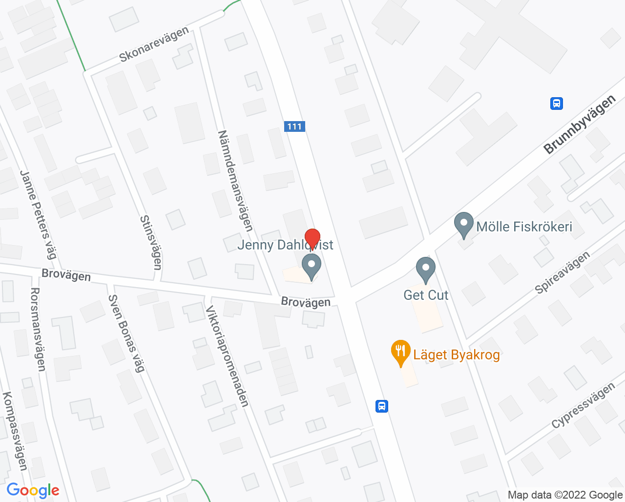 Karta till Kullabygdens  Tandvård, Höganäs
