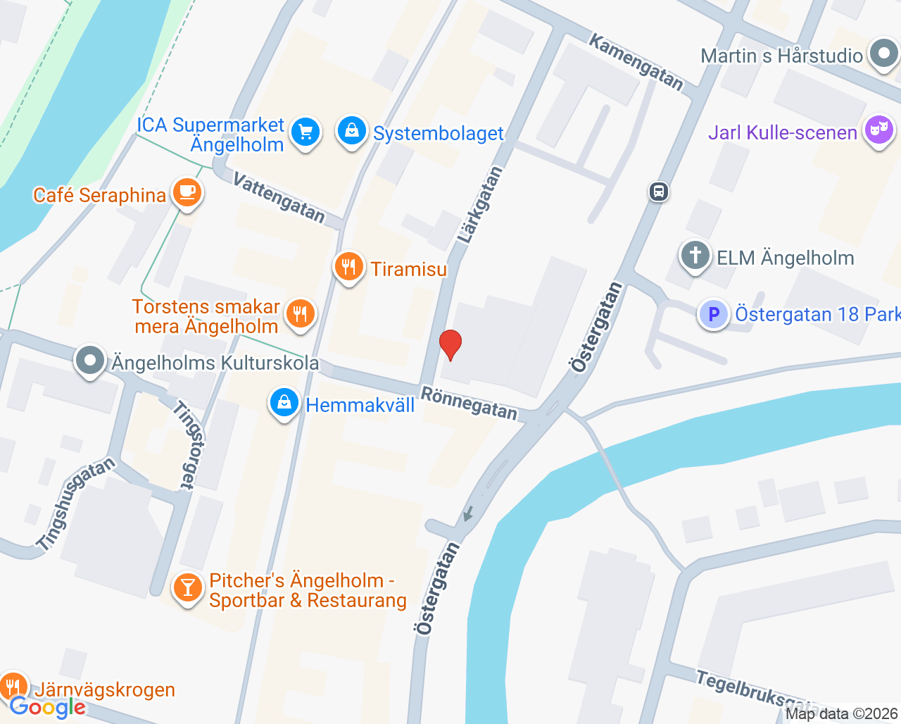 Karta till Aleris Specialistvård Ängelholm Ögonkliniken -Grå starr