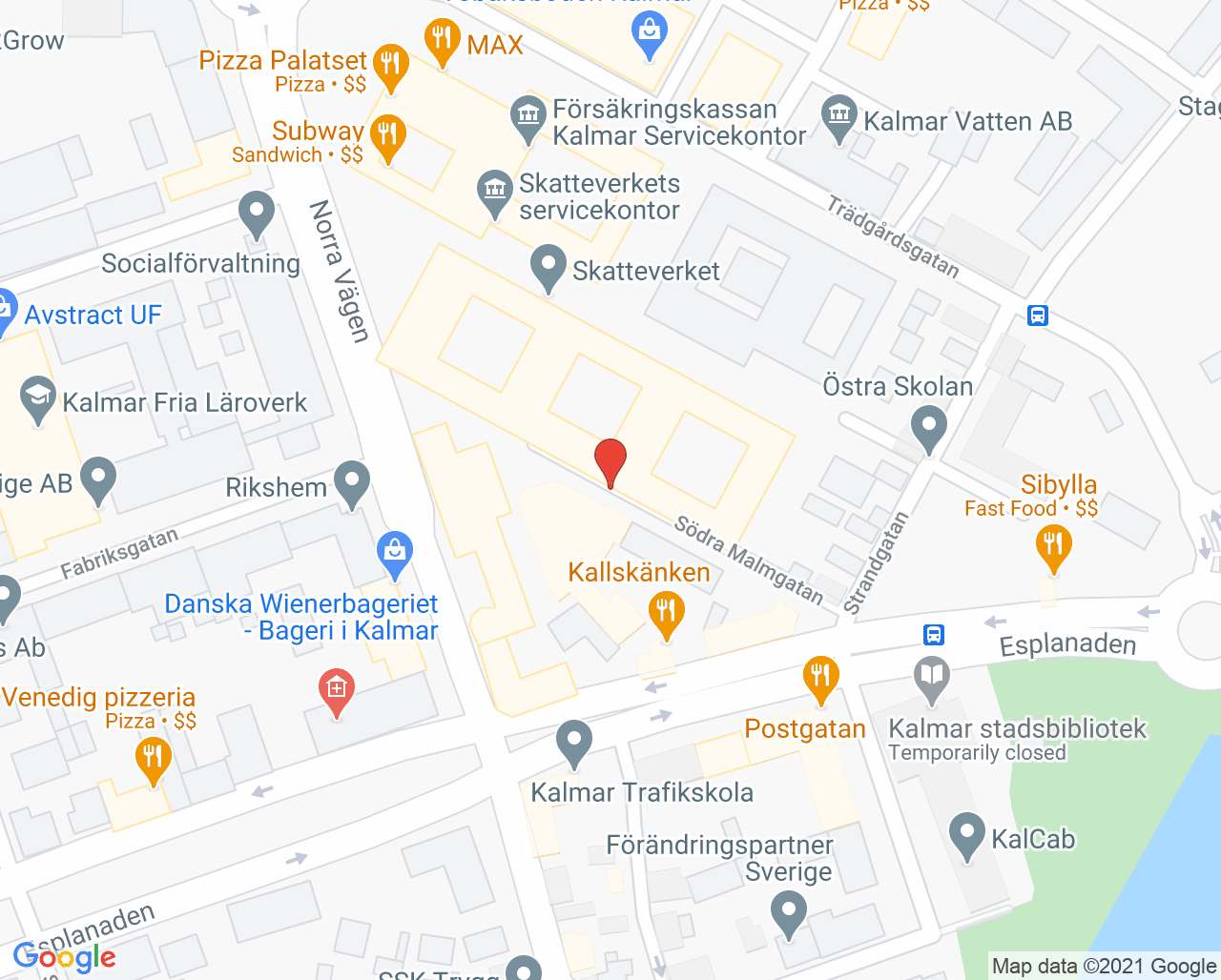 Karta till Psykologverksamheten mödra- och barnhälsovård Kalmar