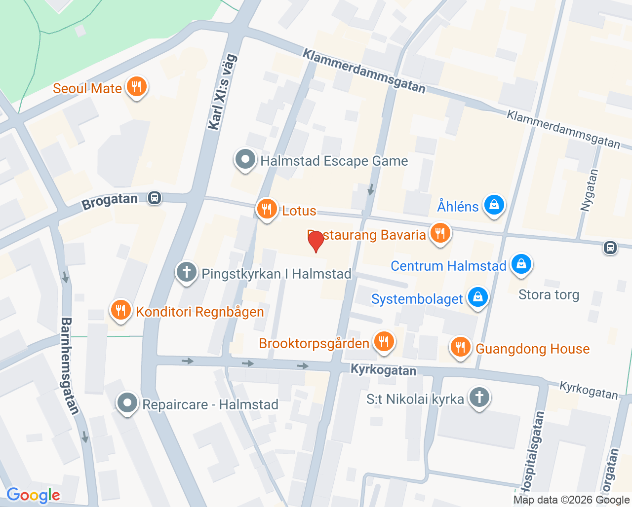 Karta till Vaccinationsmottagningen Capio Vårdcentral Halmstad
