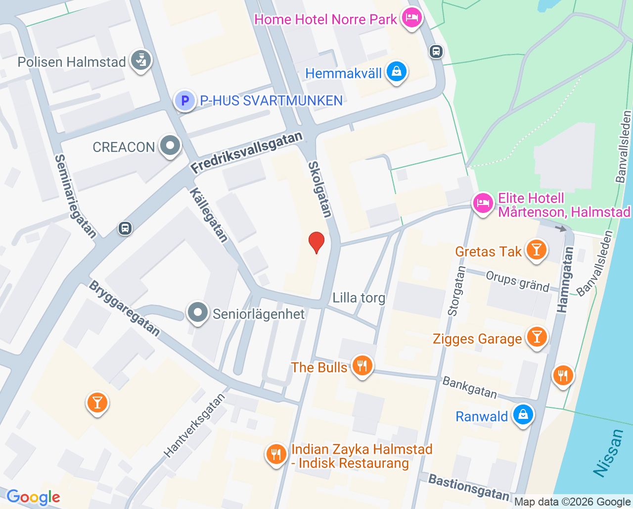 Karta till Alm Psykiatri, Halmstad