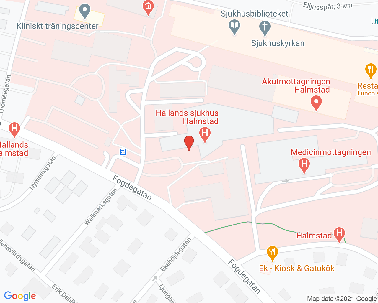 Karta till Kranskärlsröntgen Hallands sjukhus Halmstad
