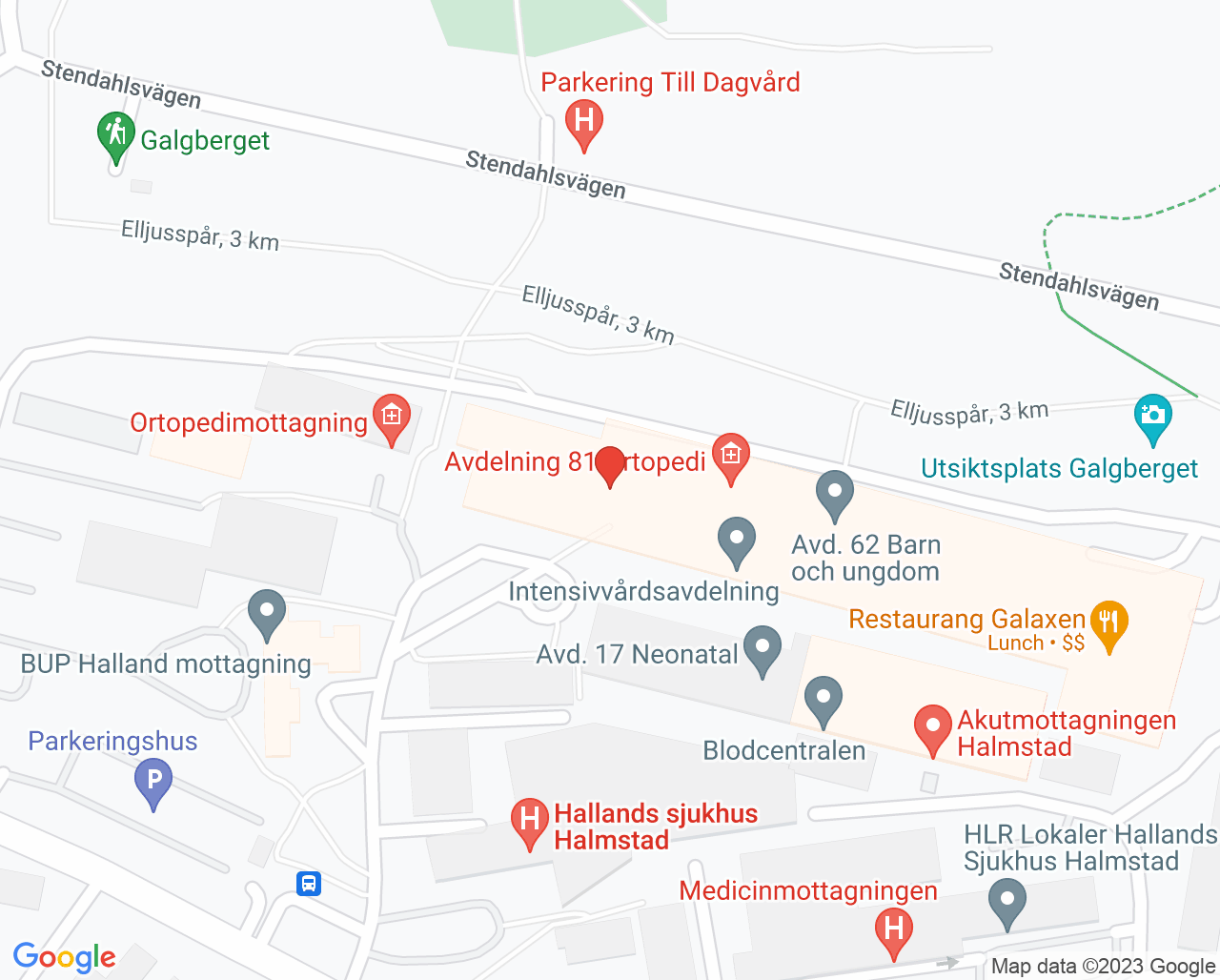 Karta till Arbetsterapin Hallands sjukhus Halmstad