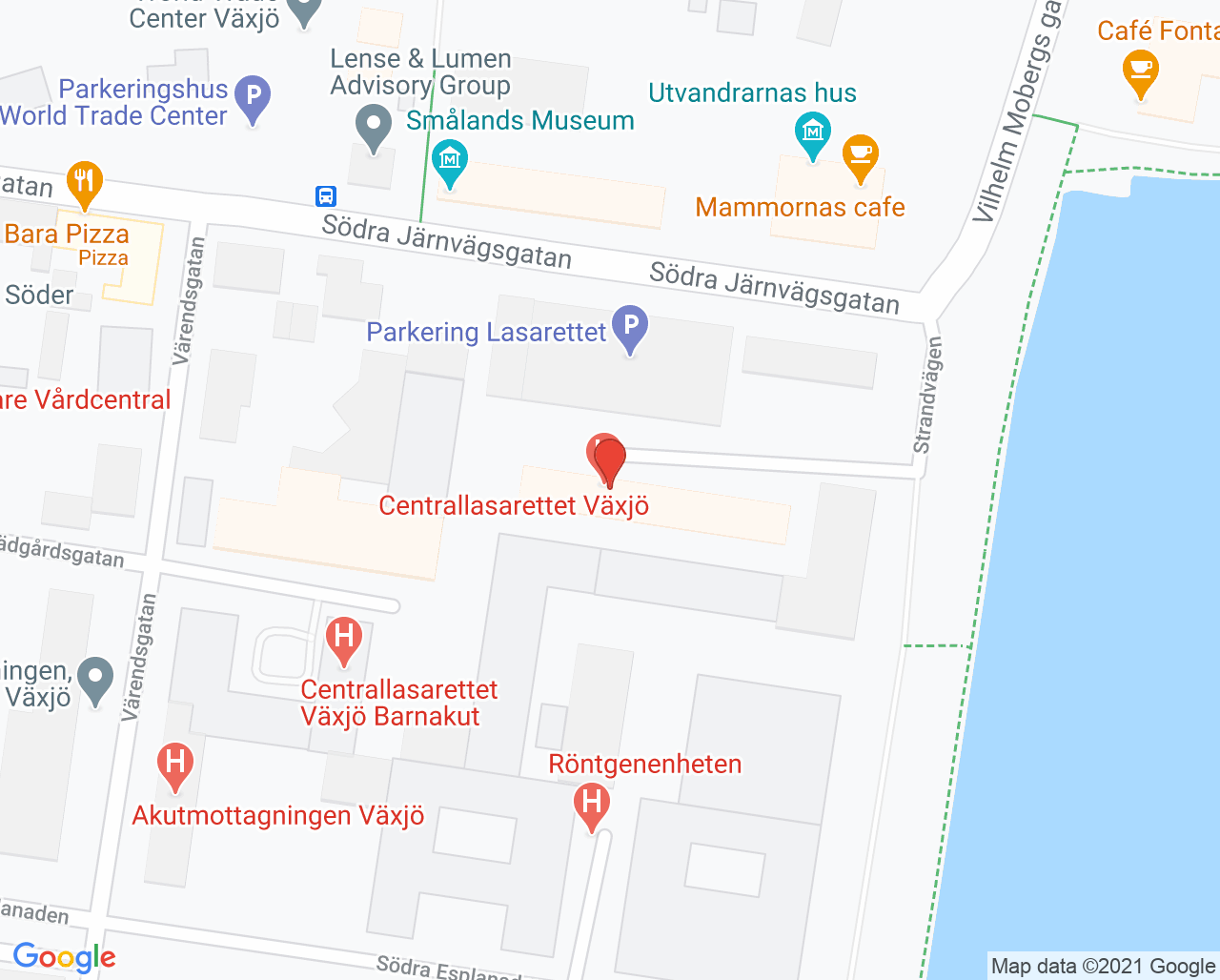 Karta till Palliativa teamet Växjö, Växjö