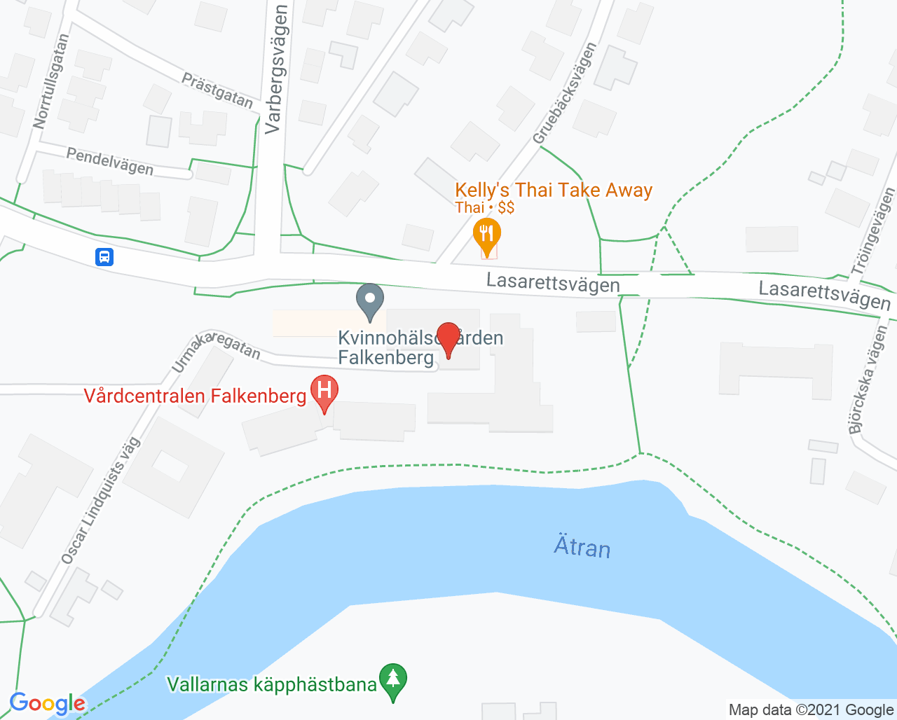 Karta till Kuratorsmottagningen Falkenberg