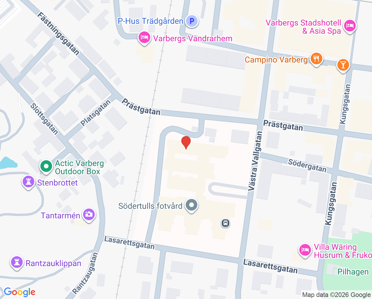 Karta till Arbetsterapin Västra Vall, Varberg