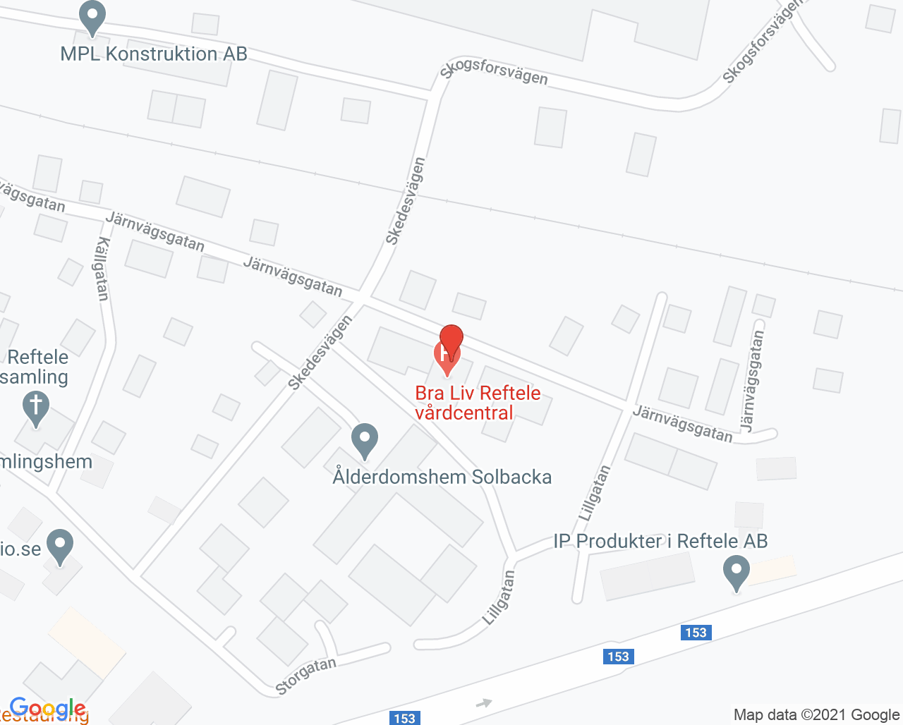 Karta till Bra Liv Reftele vårdcentralsfilial