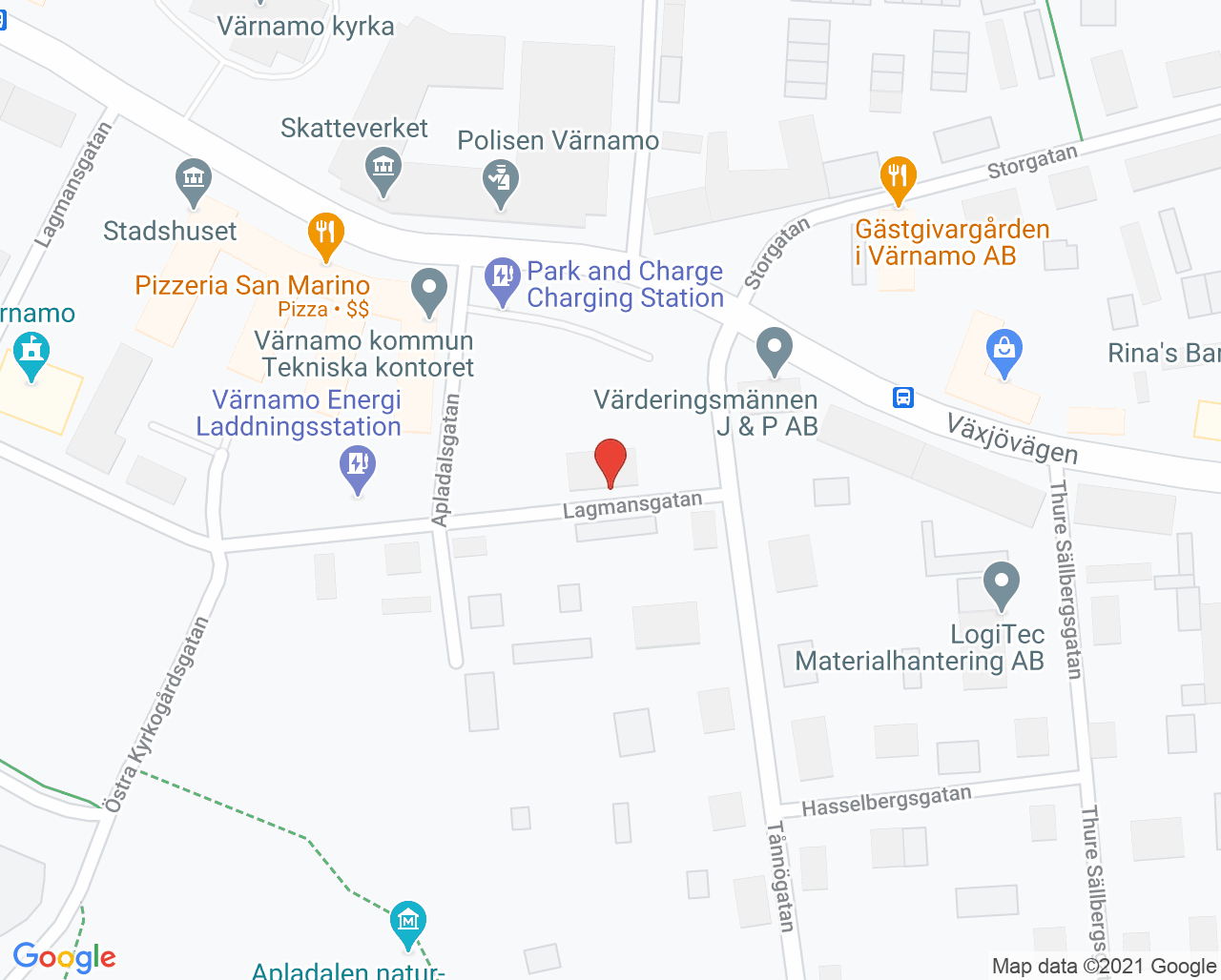 Karta till Ungdomsmottagningen Värnamo