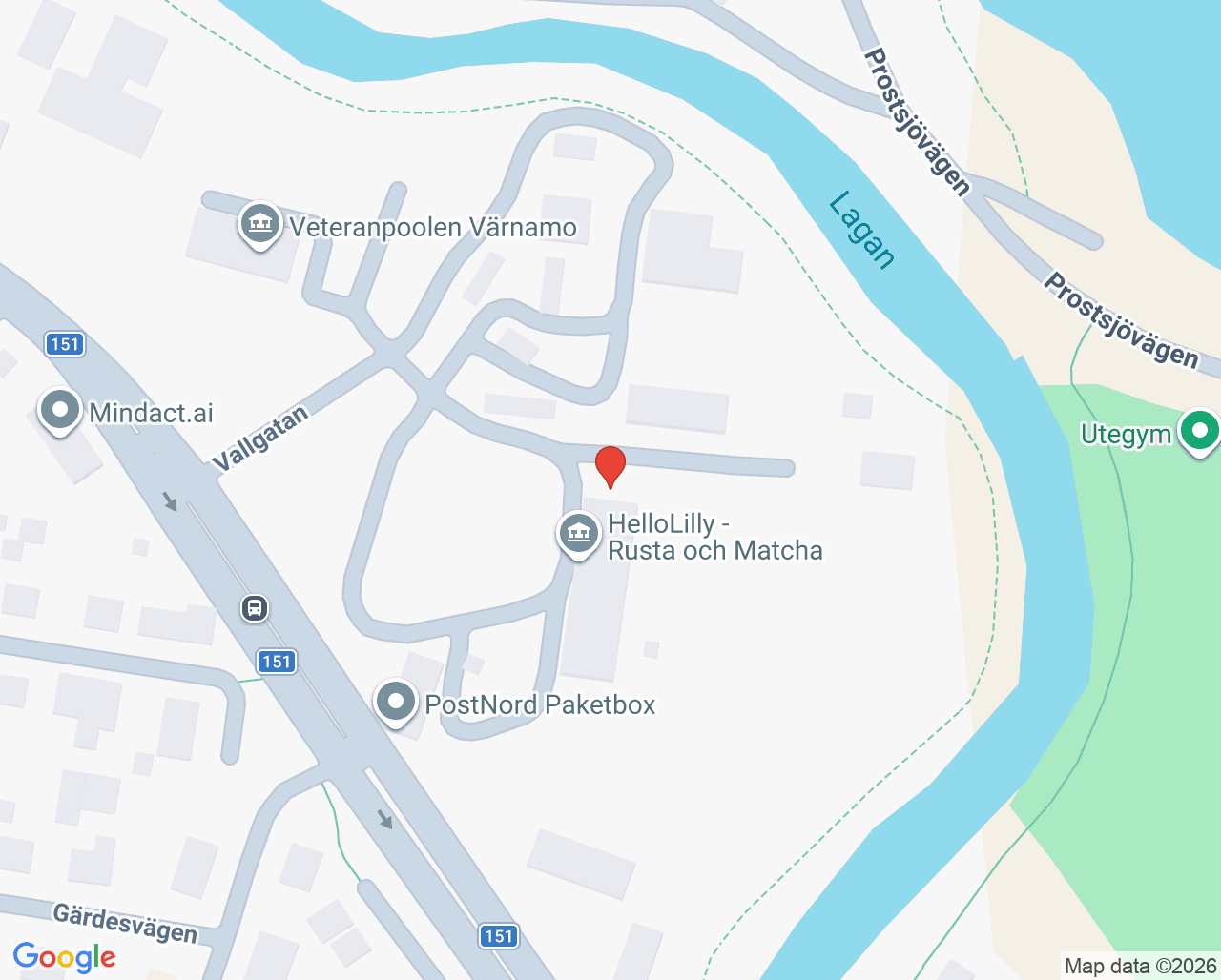 Karta till Barn- och ungdomspsykiatriska mottagningen Värnamo