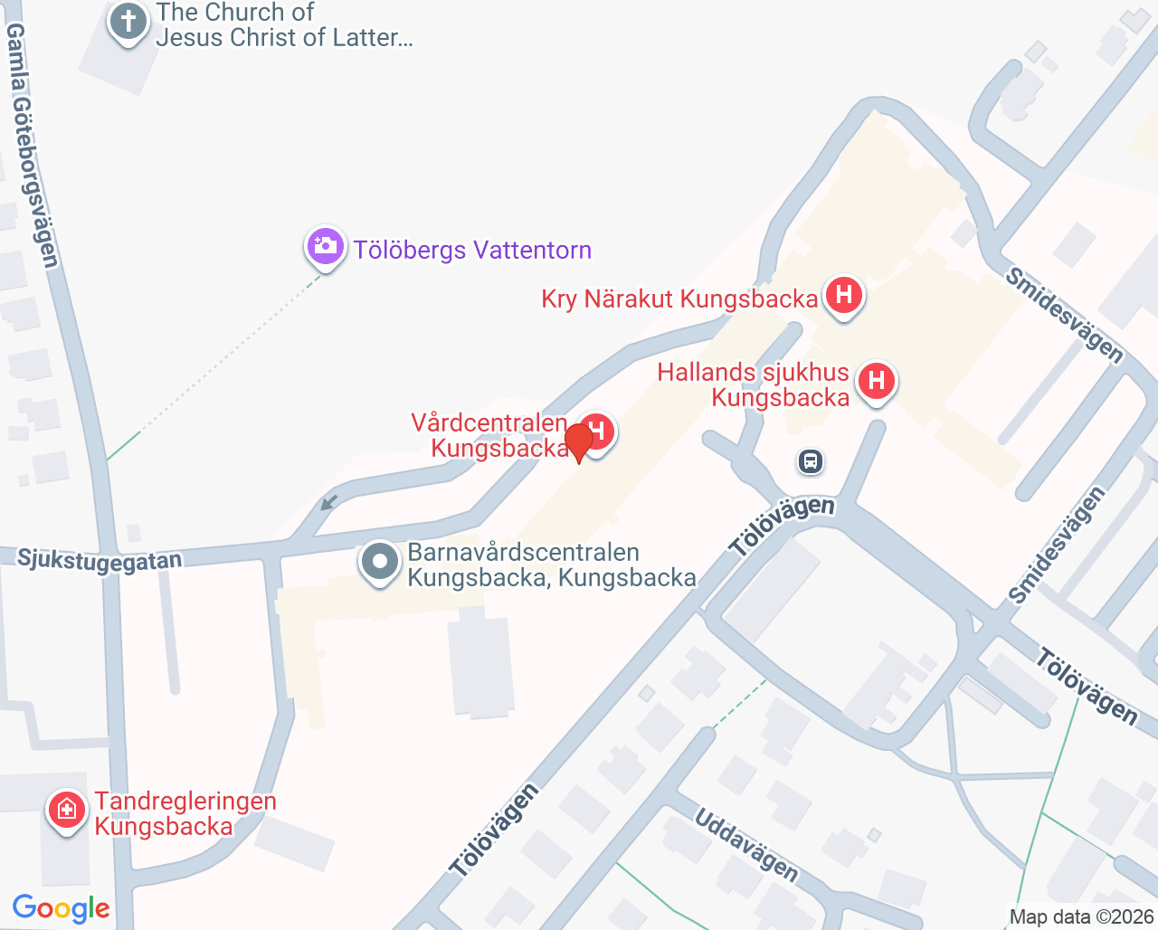 Karta till Arbetsterapin Hallands sjukhus Kungsbacka