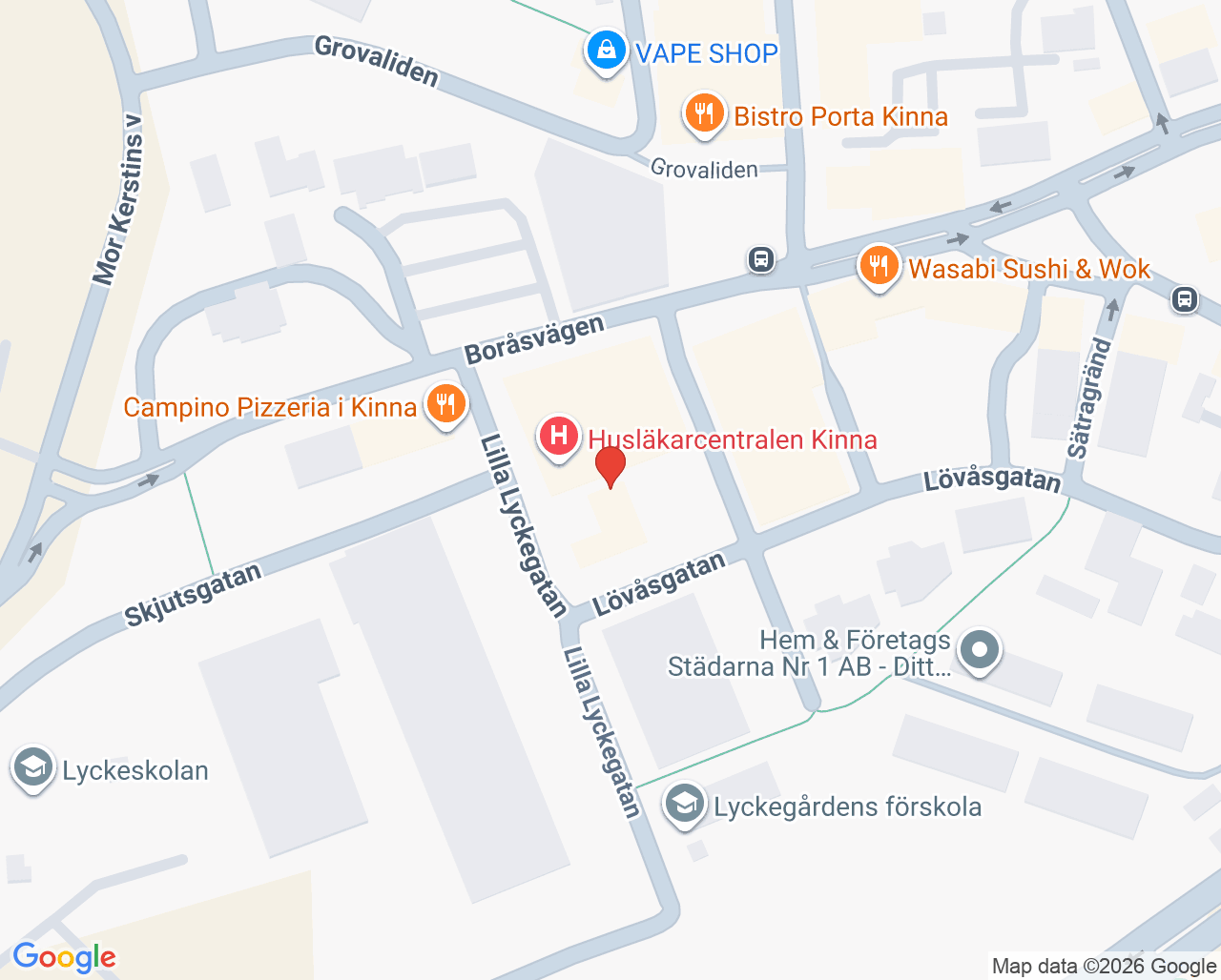 Karta till Sjukgymnaster i Mark Malin Petersson, Kinna