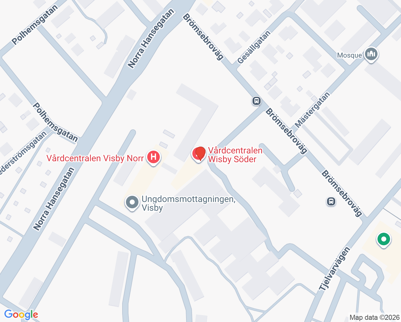 Karta till Barnmorskemottagningen Visby, Gotland