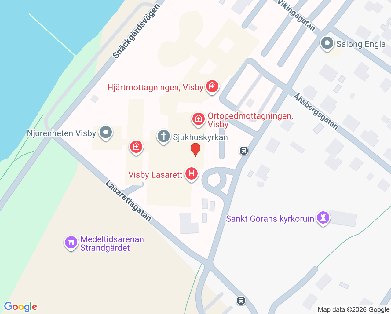 Karta till Akutmottagningen, Visby lasarett