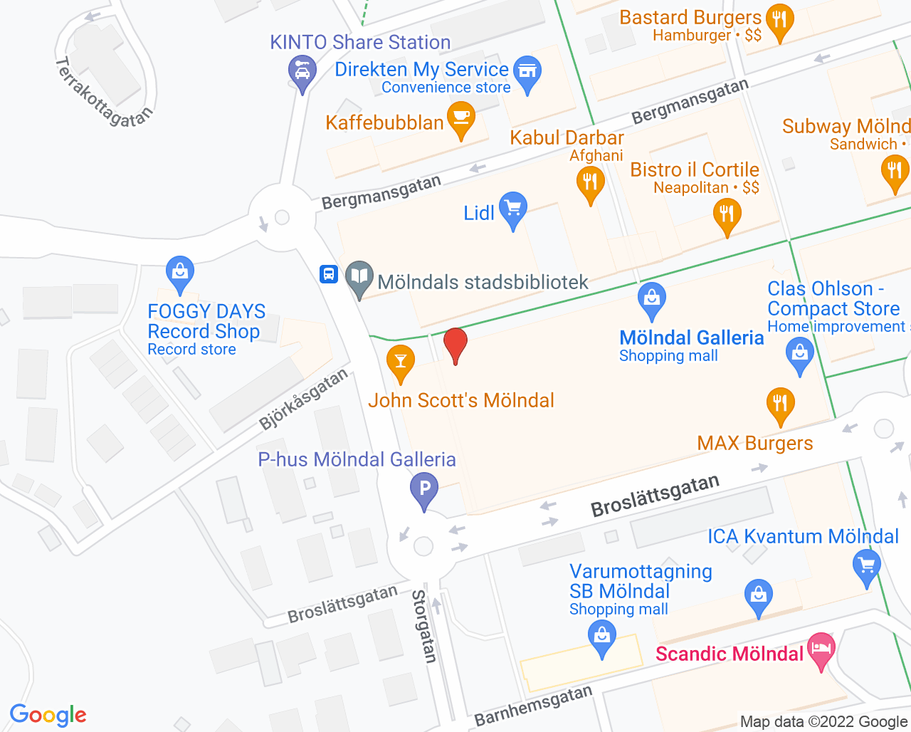 Karta till Aktiv Fysio Malin Taljegård, Mölndal