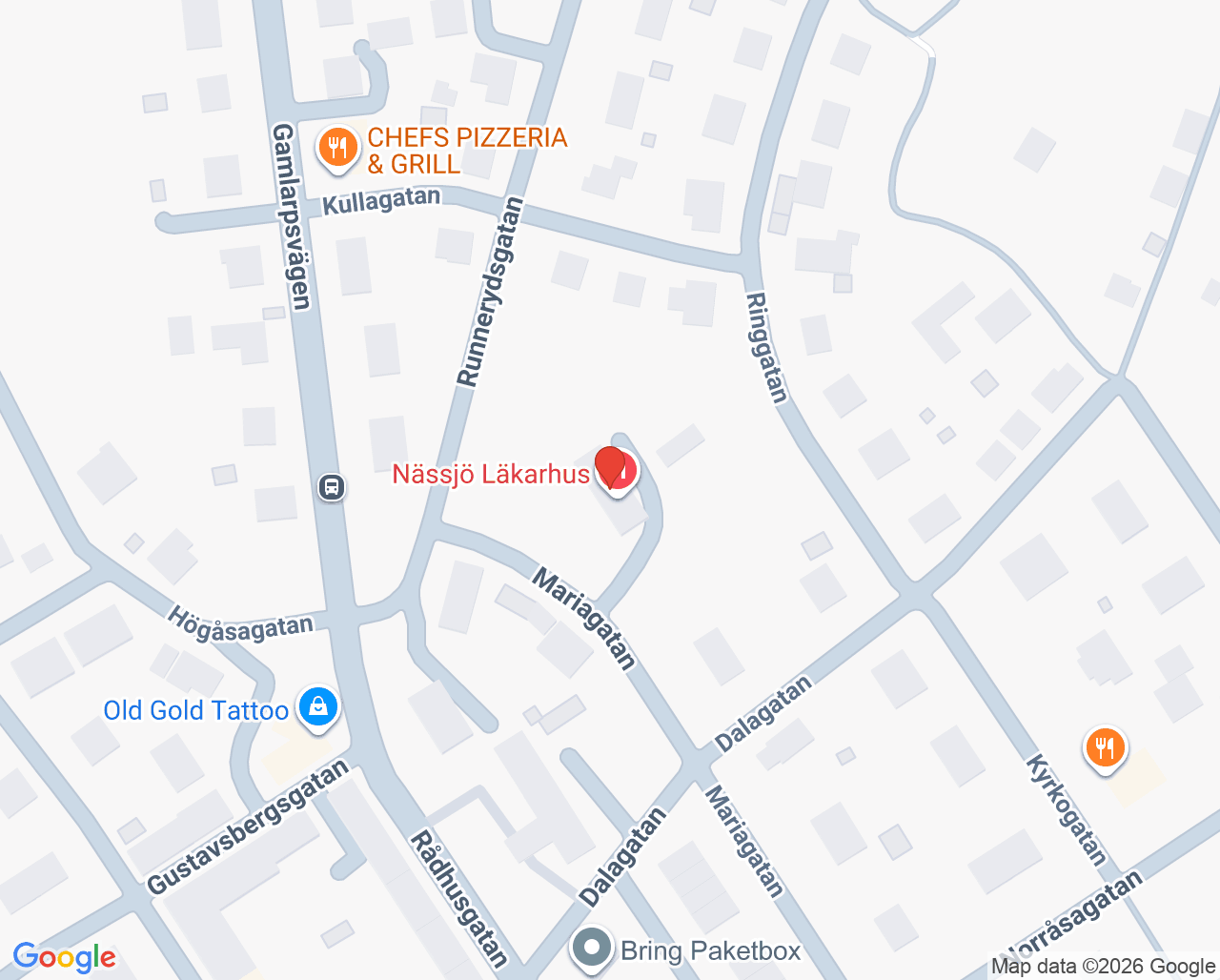 Karta till Nässjö Läkarhus