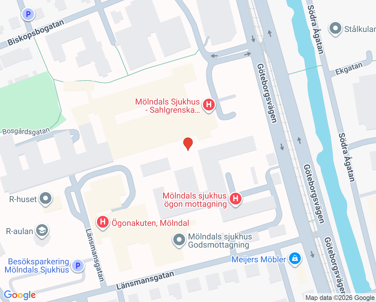 Karta till Mölndals sjukhus, Mölndal