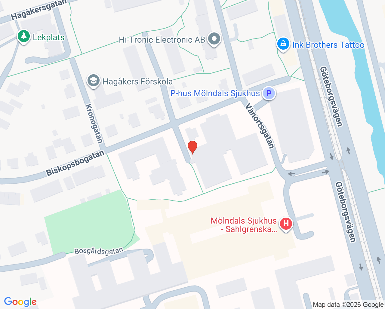 Karta till Specialistkliniken för oral protetik Mölndal, Mölndal