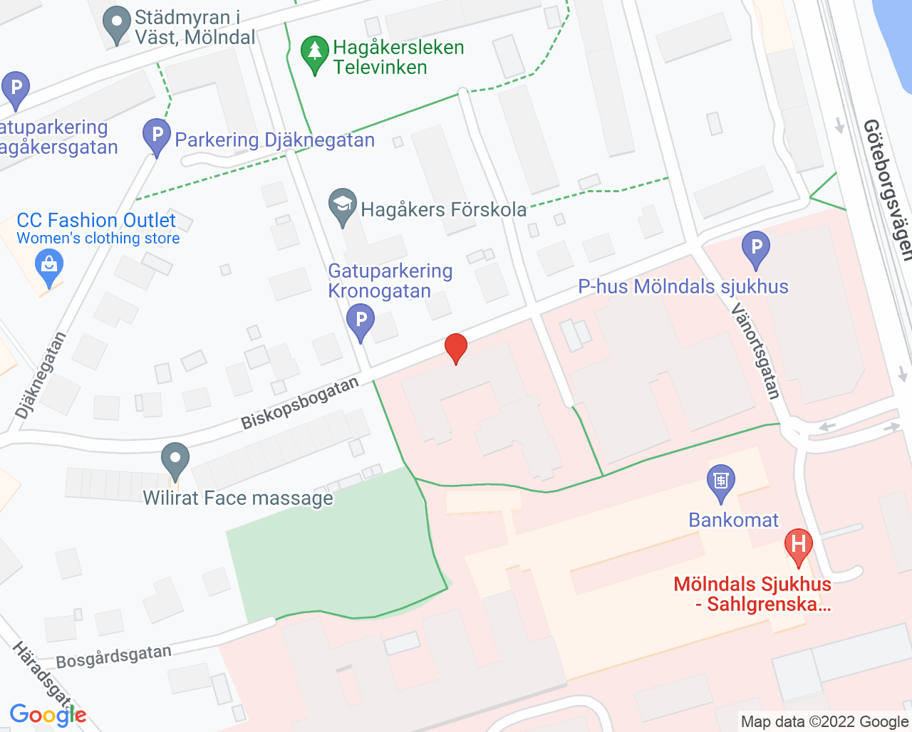 Karta till Avdelning 242 psykos Mölndal, Mölndal