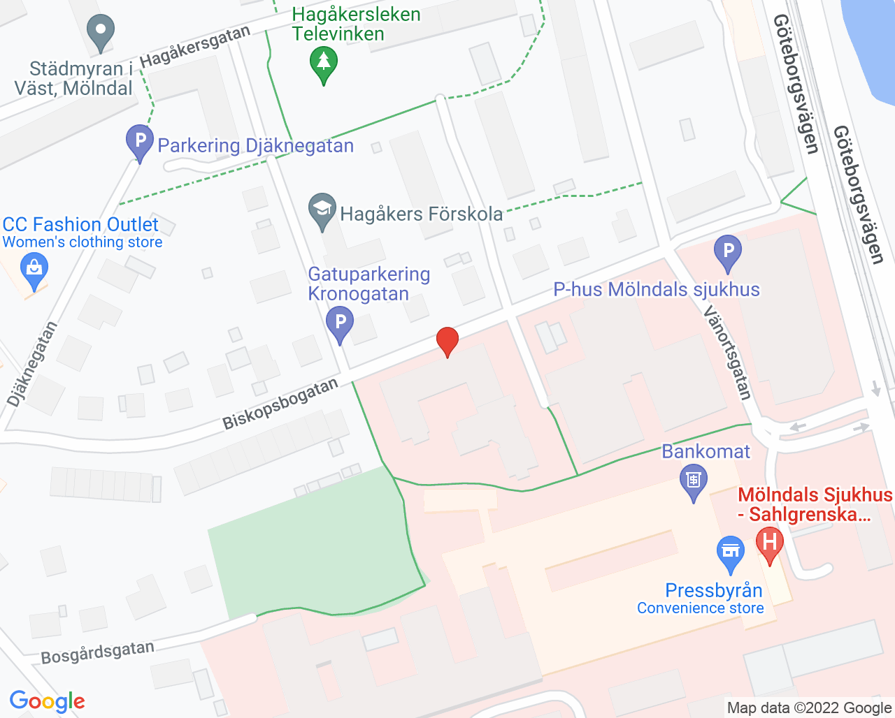 Karta till Psykiatrisk utredningsmottagning Mölndal, Mölndal