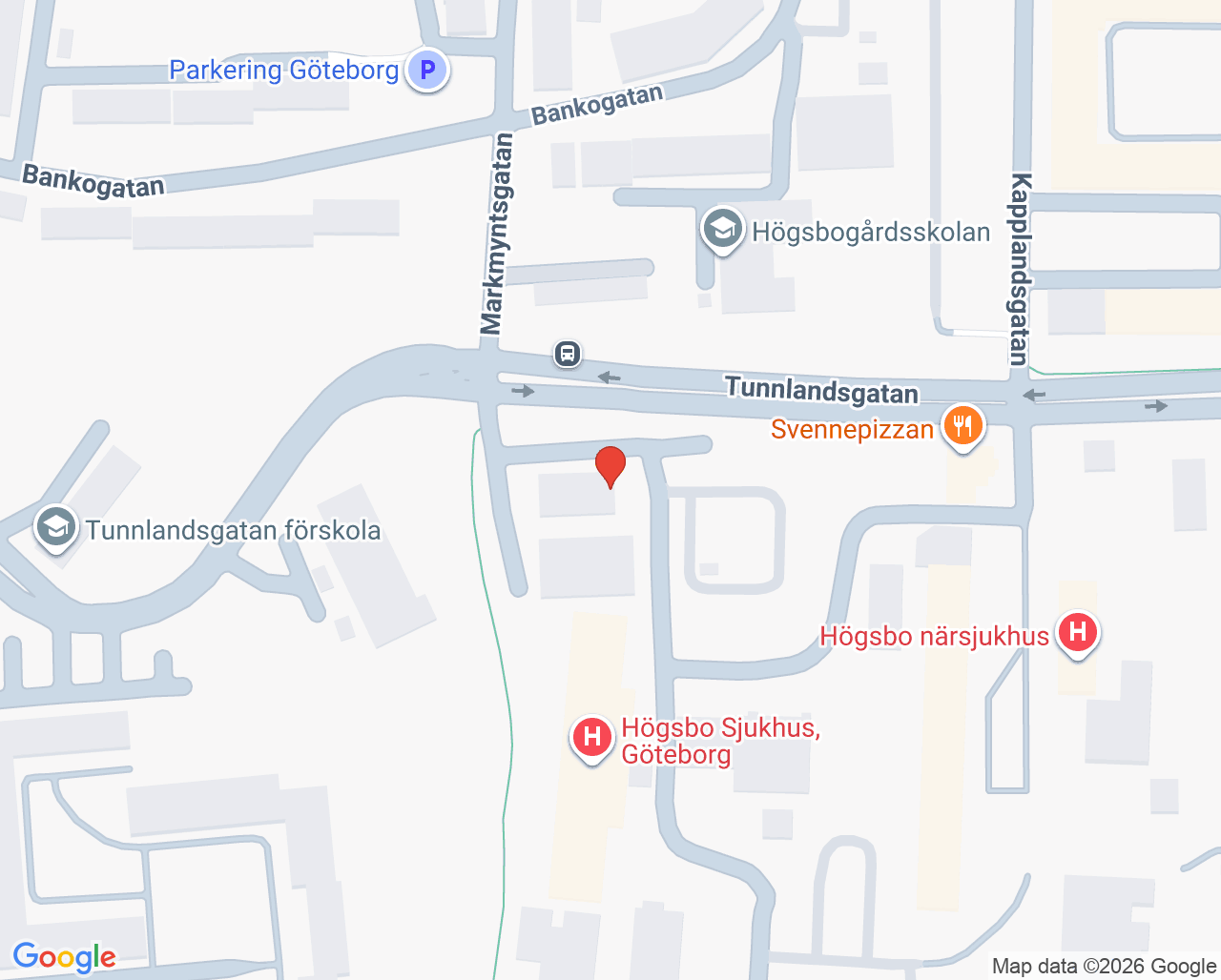 Karta till Högsbo sjukhus, Västra Frölunda