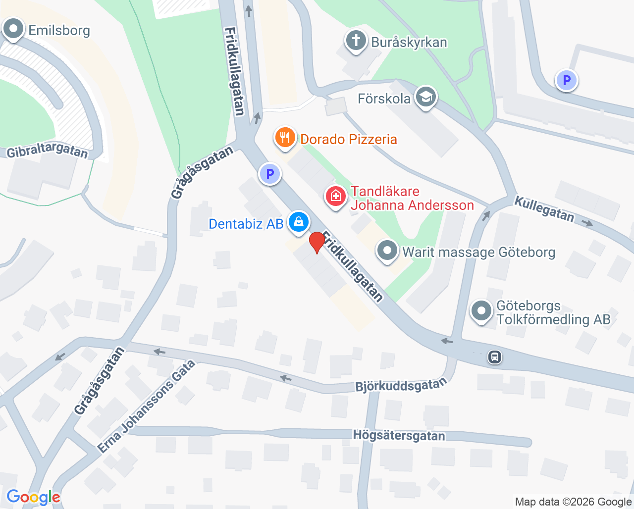 Karta till Fridkullens vårdcentral och BVC