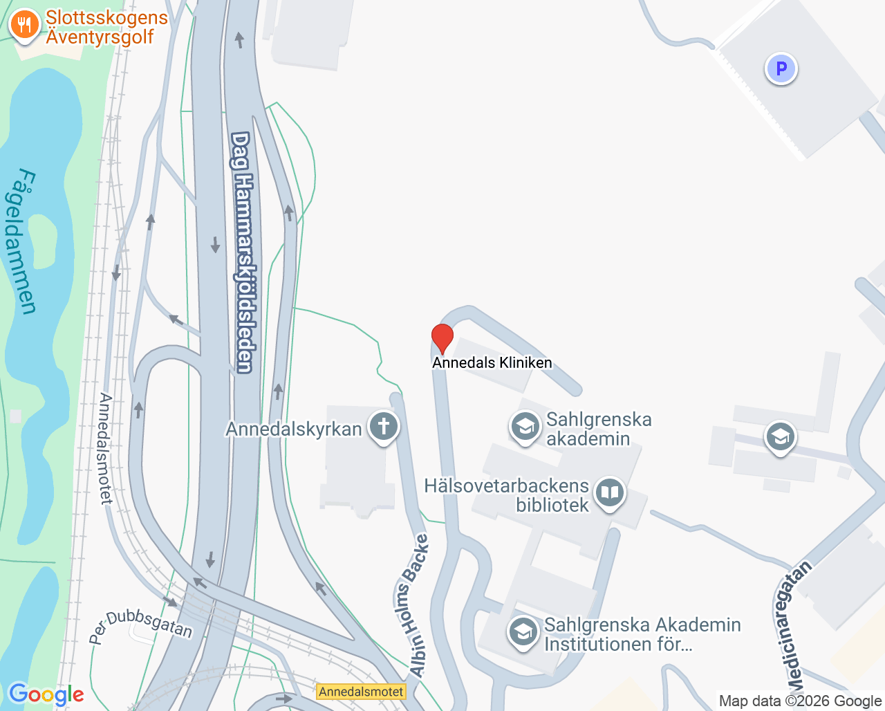 Karta till Läkarlabbet Göteborg Annedal