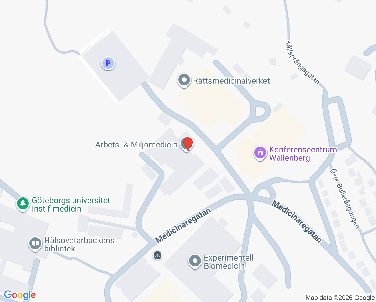 Karta till Arbets- och miljömedicinsk mottagning Sahlgrenska, Göteborg