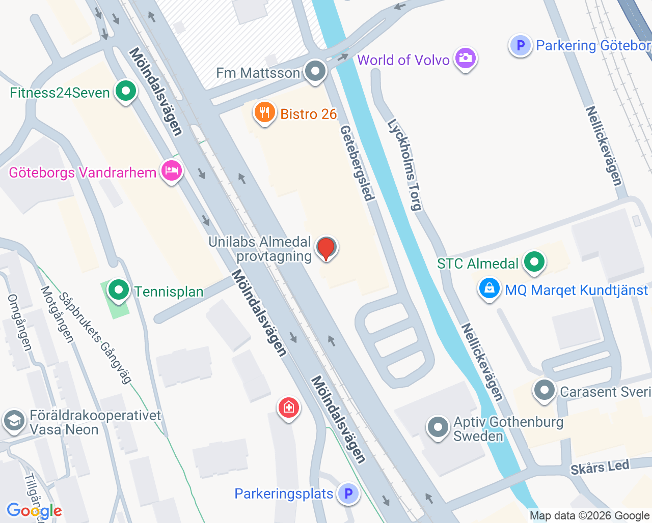Karta till Provtagning Unilabs Almedal