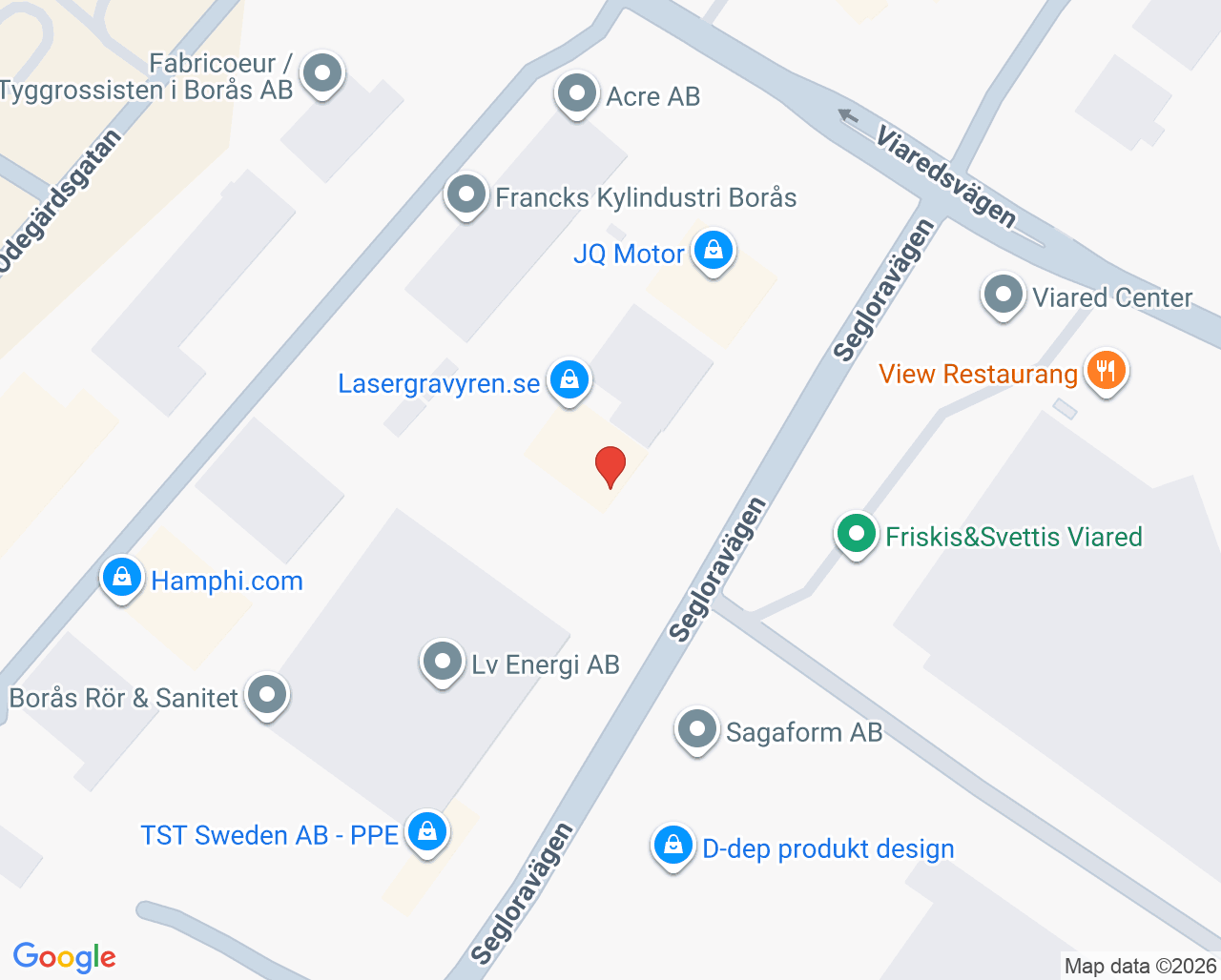 Karta till GeBlod hållplats Viared Center, Borås