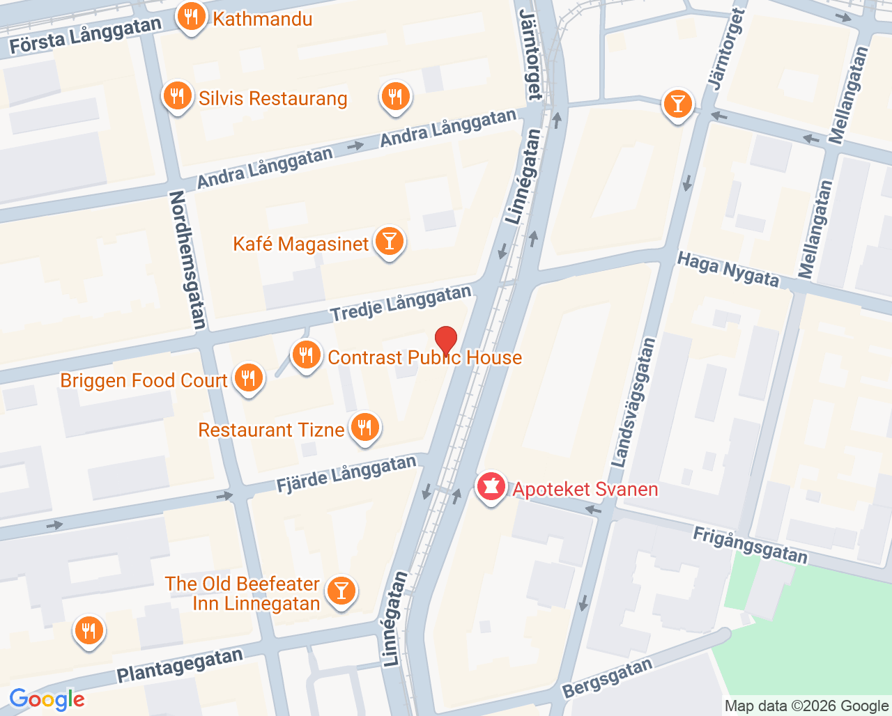 Karta till Linnékliniken, Göteborg