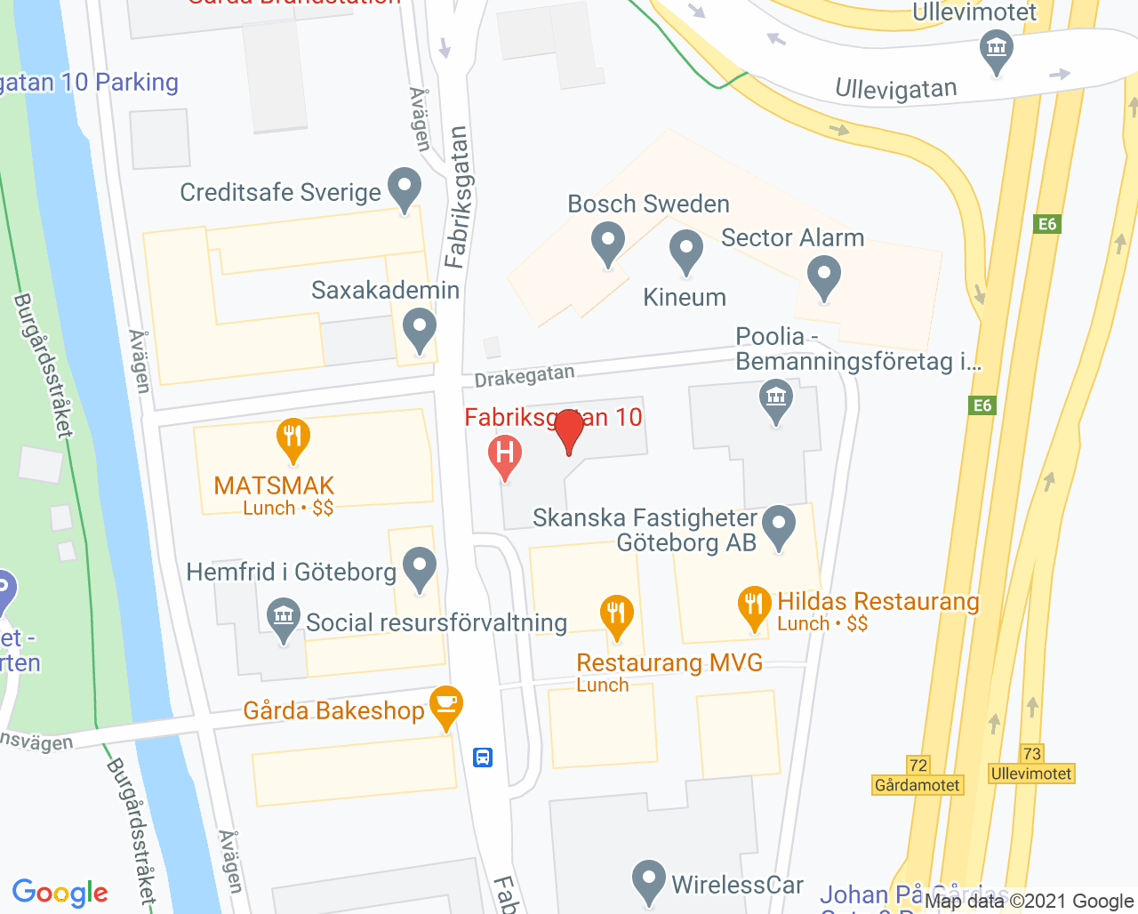Karta till Göteborgs Hjärtmottagning Charlotte Magnusson