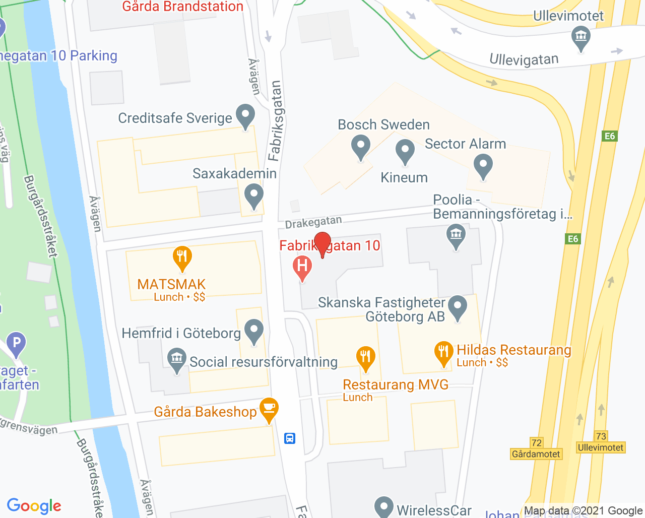 Karta till Göteborgs Hjärtmottagning Staffan Sandgren, Göteborg