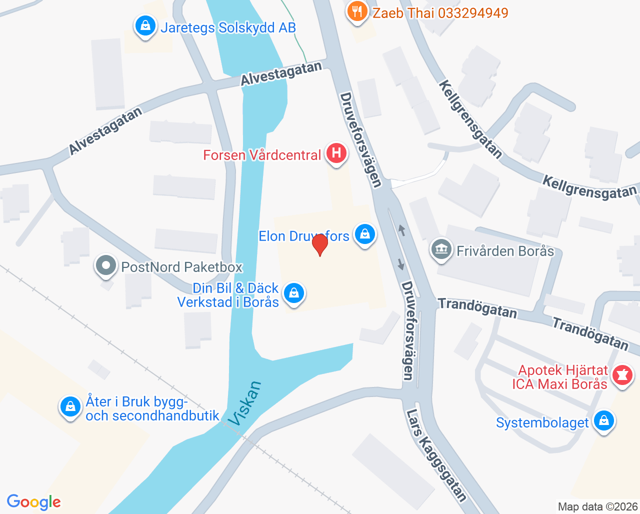 Karta till Praktikertjänst Forsen Vårdcentral, Borås