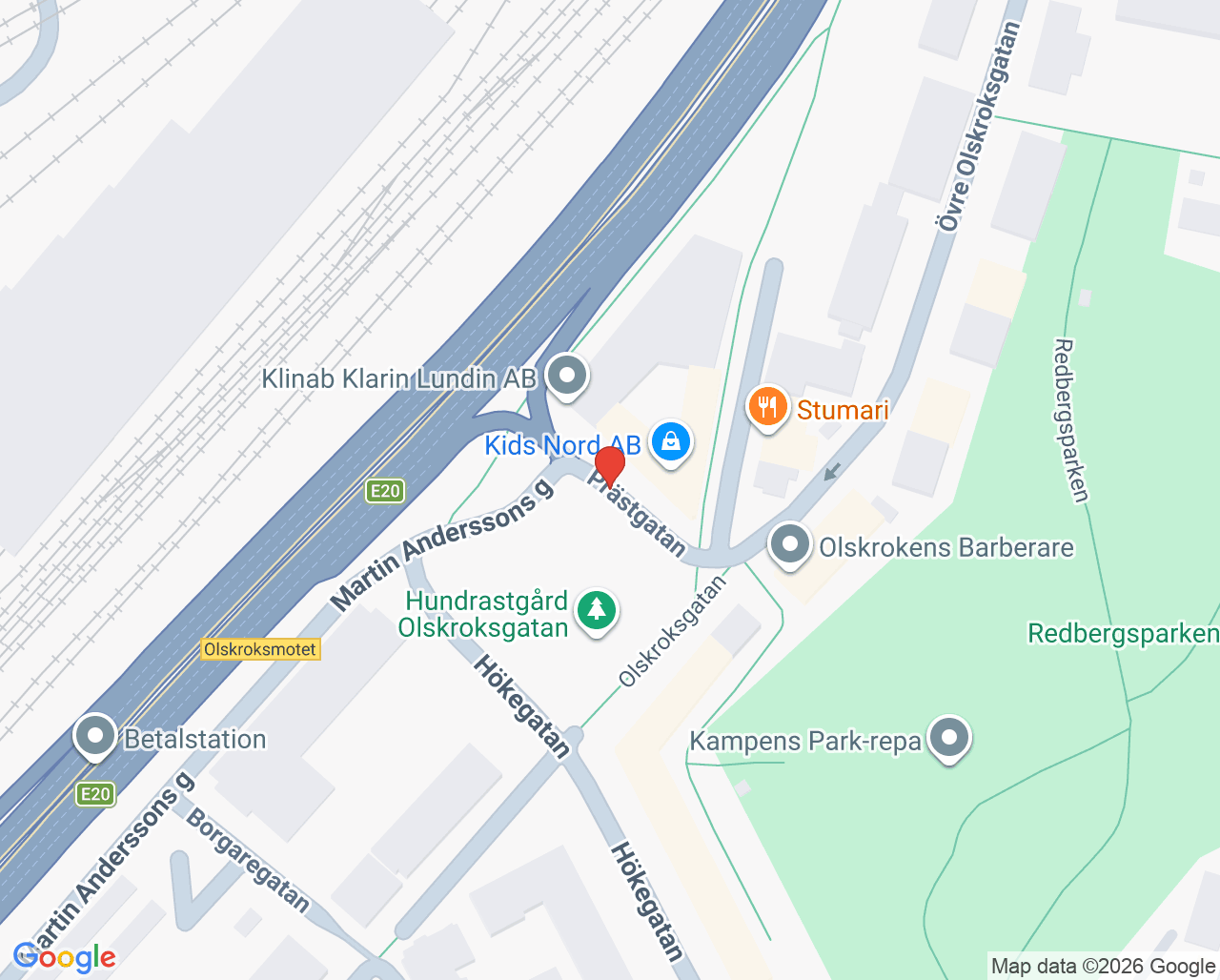 Karta till LARO-mottagning Olskroken, Göteborg