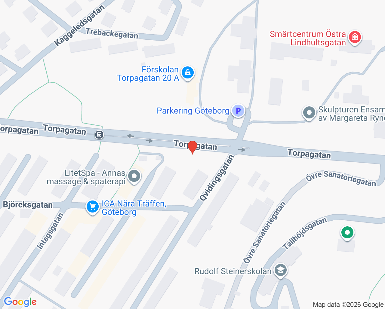 Karta till Ätstörningscentrum barn och unga vuxna dagsjukvård, Göteborg