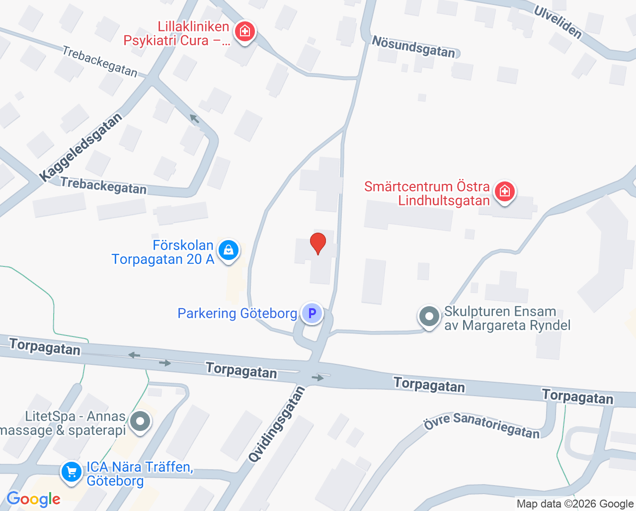 Karta till BUP mellanvårdsmottagning, Göteborg