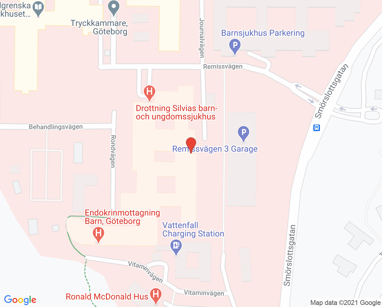 Karta till Akutmottagning barn, Göteborg
