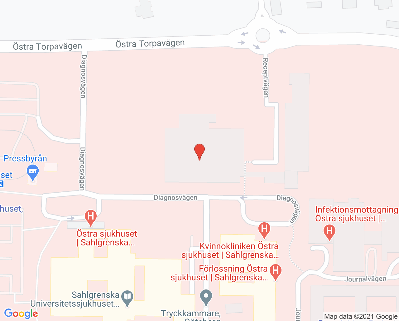 Karta till Modersmjölkcentral Östra, Göteborg