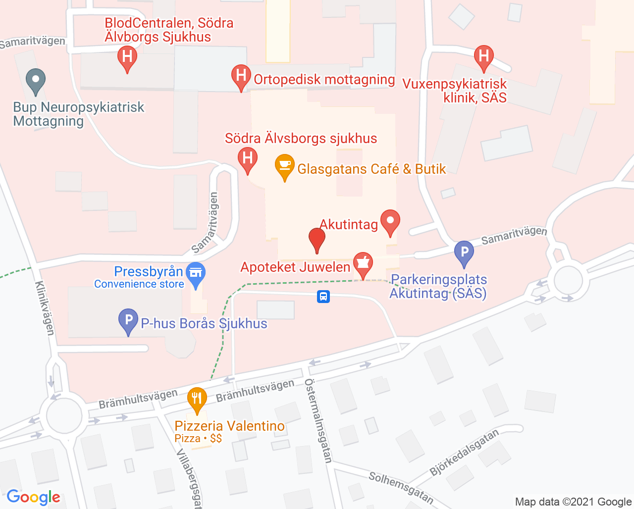 Karta till Ögonoperation Borås, Borås